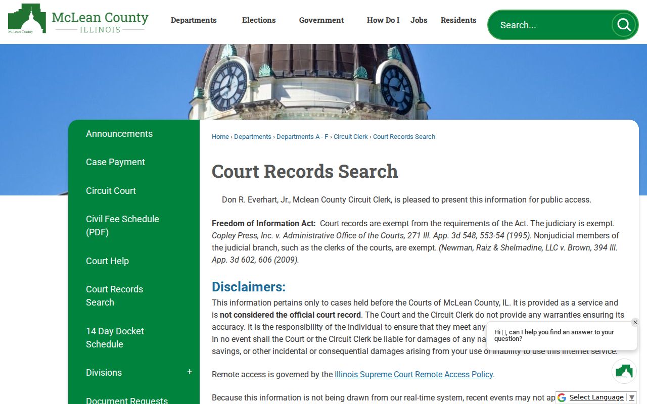 Bloomington residents directory court records search