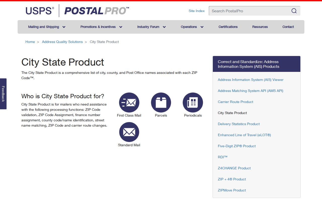 USPS City State Product for Bloomington ZIP code research