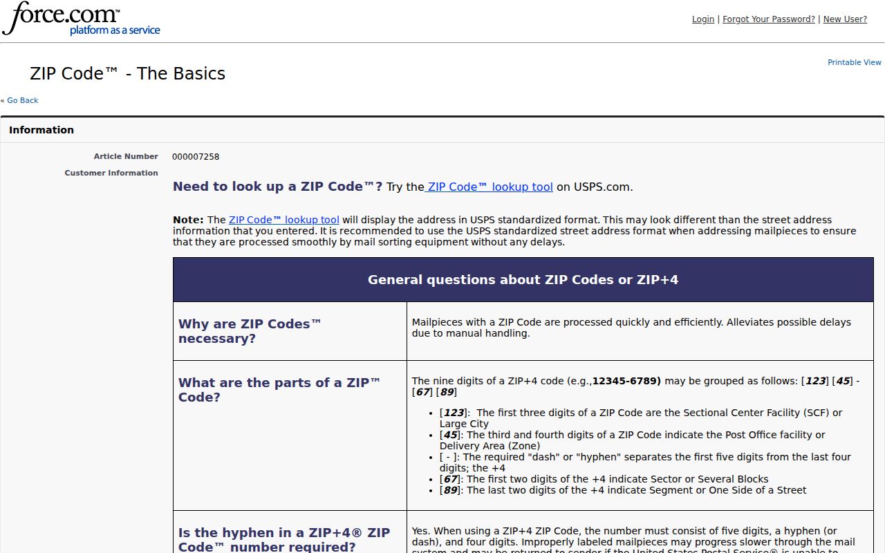 USPS guidance explaining ZIP codes as mail delivery geography